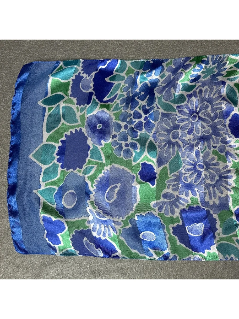 Vintage Blue and Green Floral Pattern Scarf